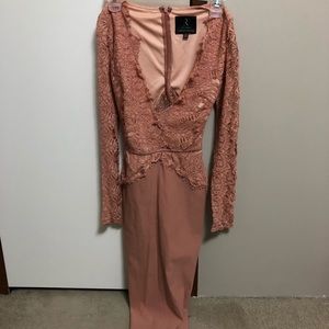 A beautiful lace and spandex mauve colored dress!